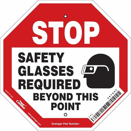 Condor Safety Sign, 12 in Height, 12 in Width, Polyethylene, Octagon, English 467A85