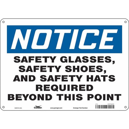 Condor Safety Sign, 10 in Height, 14 in Width, Polyethylene, Horizontal Rectangle, English, 467A04 467A04