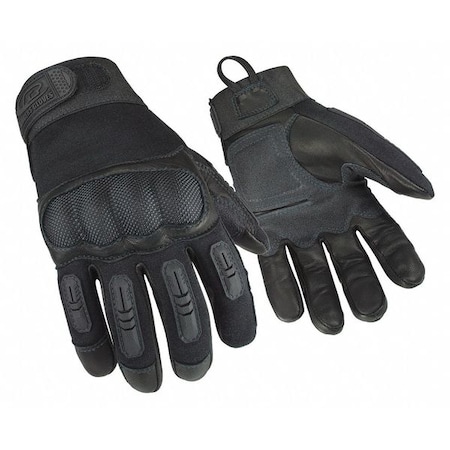 Ringers Gloves Tactical Glove, Goatskin Leather Palm, 10" Length, Hook-and-Loop Cuff, Full Finger, Unlined Lining 536-12