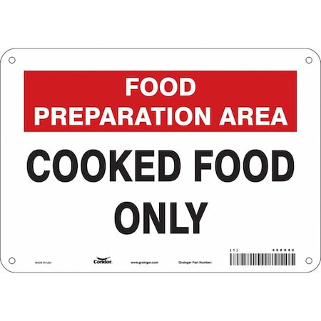 Condor Food Preparation Area, Cooked Food Only, 10 in W x 7 in H, Vertical Rectangle, Polyethylene, 468H82 468H82