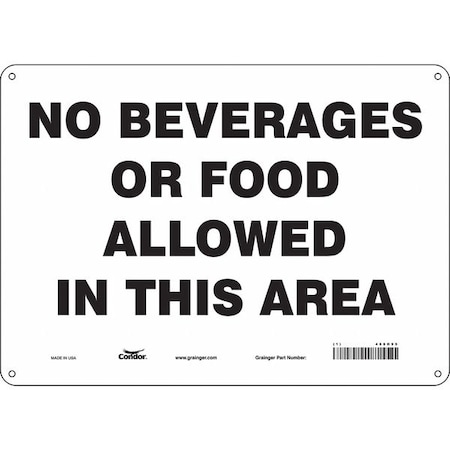 Condor No Beverages Or Food Allowed In This Area, 14 in x 10 in, Horizontal Rectangle, Polyethylene, 468H95 468H95
