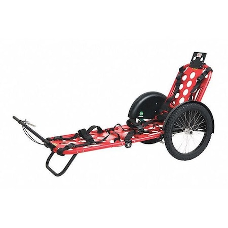 Rexone Stretcher with Brake, 28" L, 20" H, Red RXB03FR