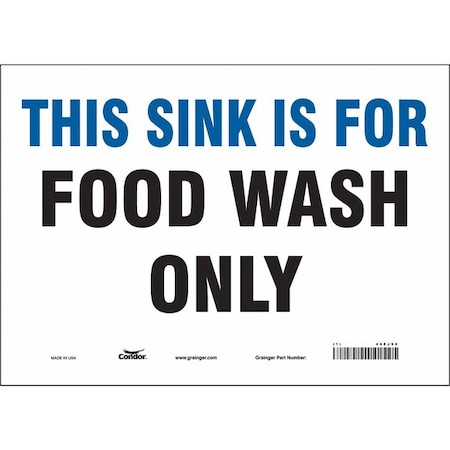 Condor This Sink Is For Food Wash Only, 14 in W x 10 in H, Horizontal Rectangle, Vinyl, 468J90 468J90