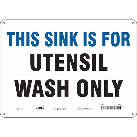 Condor This Sink Is For Utensil Wash Only, 14 in W x 10 in H, Horizontal Rectangle, Polyethylene, 468J94 468J94