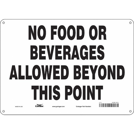 Condor No Food Or Beverages Allowed Beyond This Point, 14 in W x 10 in H, Horizontal Rectangle, 468J03 468J03
