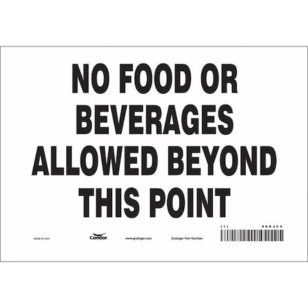 Condor No Food Or Beverages Allowed Beyond This Point, 10 in W x 7 in H, Vertical Rectangle, Vinyl, 468J04 468J04