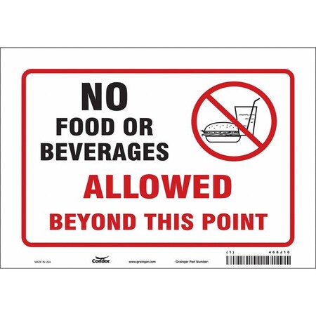 Condor No Food Or Beverages Allowed Beyond This Point, 10 in W x 7 in H, Vertical Rectangle, Vinyl, 468J10 468J10