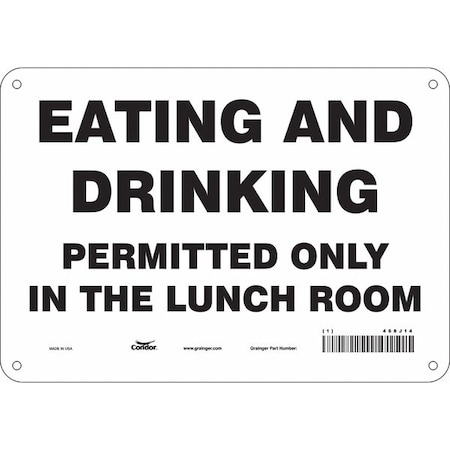 Condor Eating And Drinking Permitted Only In The Lunch Room, 10 in W x 7 in H, Vertical Rectangle, 468J14 468J14