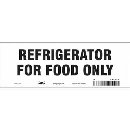 Condor Refrigerator For Food Only, 10 in W x 3 1/2 in H, Vertical Rectangle, Vinyl, 468J43, PK10 468J43