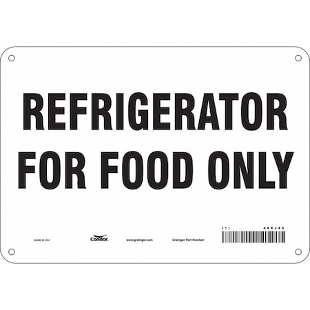 Condor Refrigerator For Food Only, 10 in W x 7 in H, Vertical Rectangle, Aluminum, 468J46 468J46