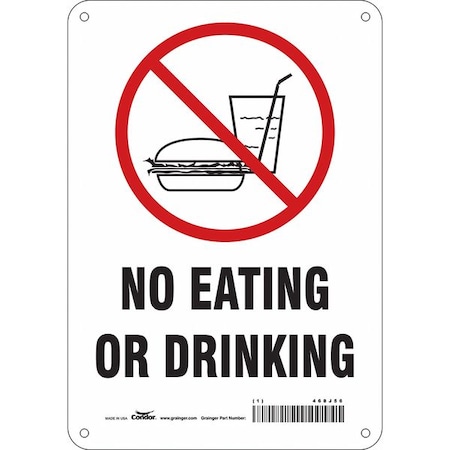Condor No Eating Or Drinking, 7 in W x 10 in H, Horizontal Rectangle, Polyethylene, 468J56 468J56
