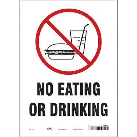 Condor No Eating Or Drinking, 10 in W x 14 in H, Vertical Rectangle, Vinyl, 468J60 468J60