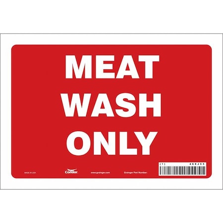 Condor Meat Wash Only, 10 in W x 7 in H, Vertical Rectangle, Vinyl, 468J65 468J65