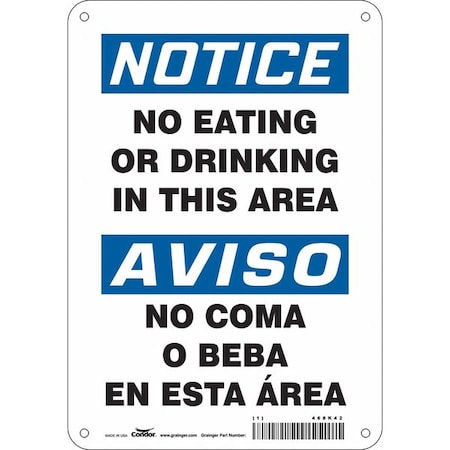 Condor Notice/Aviso, No Eating Or Drinking In This Area/No Coma O Beba En Esta Area, 7 in x 10 in, 468K42 468K42