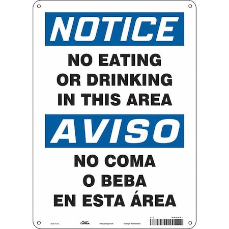 CONDOR Safety Sign, 14 in Height, 10 in Width, Polyethylene, Vertical Rectangle, English, Spanish, 468K47 468K47