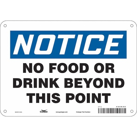 Condor Notice, No Food or Drink Beyond This Point, 10 in W x 7 in H, Vertical Rectangle, Aluminum, 468K58 468K58