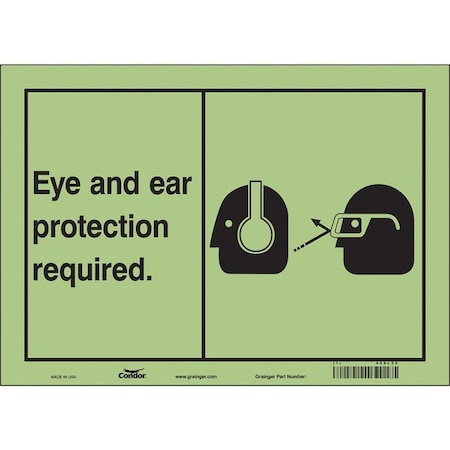 Condor Safety Sign, 10 in Height, 14 in Width, Glow Vinyl, Horizontal Rectangle, English 468L32