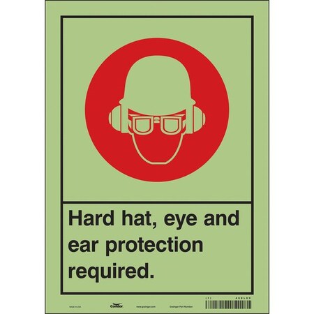 Condor Safety Sign, 14 in Height, 10 in Width, Glow Vinyl, Vertical Rectangle, English 468L69