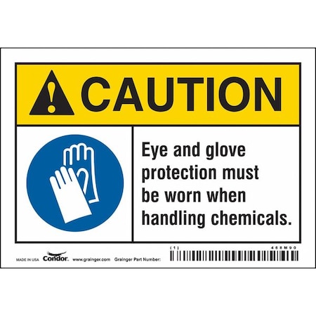 Condor Safety Sign, 3 1/2 in Height, 5 in Width, Vinyl, Horizontal Rectangle, English, 468M90 468M90