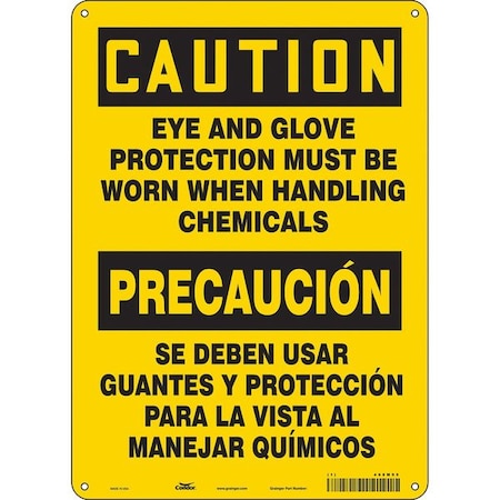 Condor Safety Sign, 14 in Height, 10 in Width, Polyethylene, Vertical Rectangle, English, Spanish, 468M95 468M95