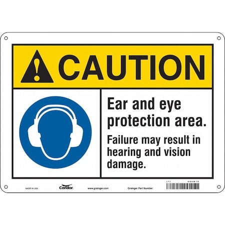 Condor Safety Sign, 10 in Height, 14 in Width, Polyethylene, Horizontal Rectangle, English, 468M19 468M19