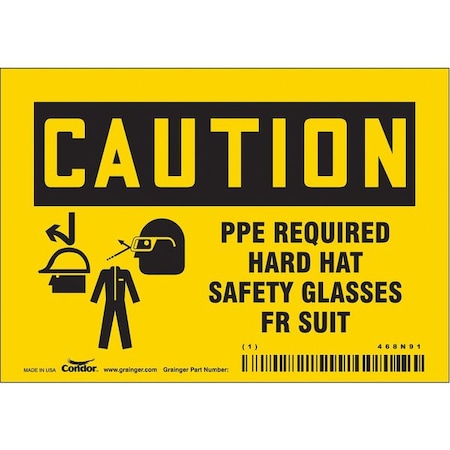 Condor Safety Sign, 3 1/2 in Height, 5 in Width, Vinyl, Horizontal Rectangle, English, 468N91 468N91