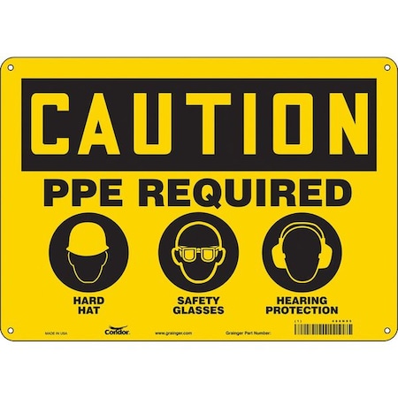 Condor Safety Sign, 10 in Height, 14 in Width, Aluminum, Horizontal Rectangle, English, 468N95 468N95