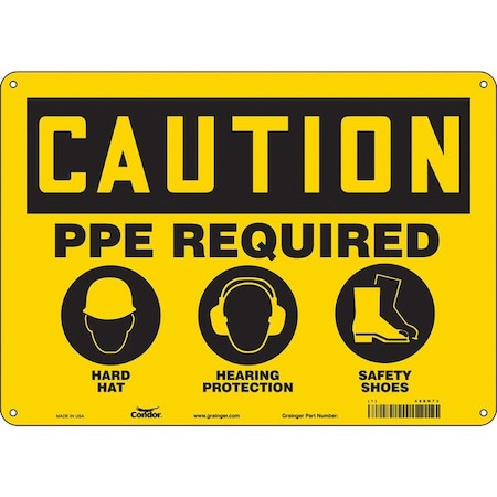 Condor Safety Sign, 10 in Height, 14 in Width, Polyethylene, Horizontal Rectangle, English, 468N73 468N73