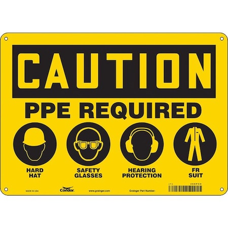 Condor Safety Sign, 10 in Height, 14 in Width, Aluminum, Horizontal Rectangle, English, 468P08 468P08