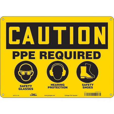 Condor Safety Sign, 10 in Height, 14 in Width, Aluminum, Horizontal Rectangle, English, 468P36 468P36