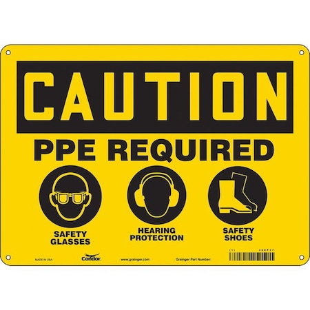 Zoro Select Safety Sign, 10 in Height, 14 in Width, Fiberglass, Horizontal Rectangle, English, 468P37 468P37