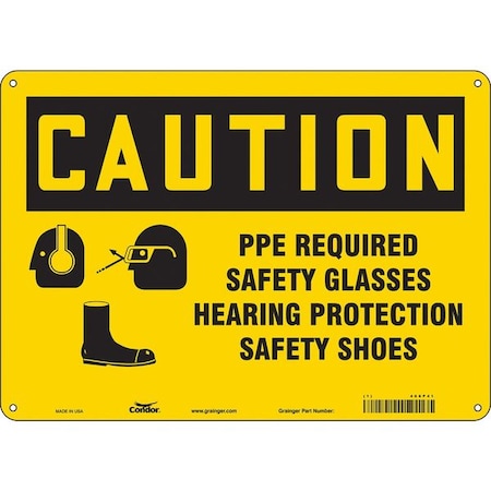 Condor Safety Sign, 10 in Height, 14 in Width, Aluminum, Horizontal Rectangle, English, 468P41 468P41