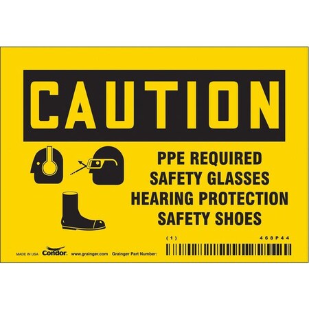 Condor Safety Sign, 3 1/2 in Height, 5 in Width, Vinyl, Horizontal Rectangle, English, 468P44 468P44