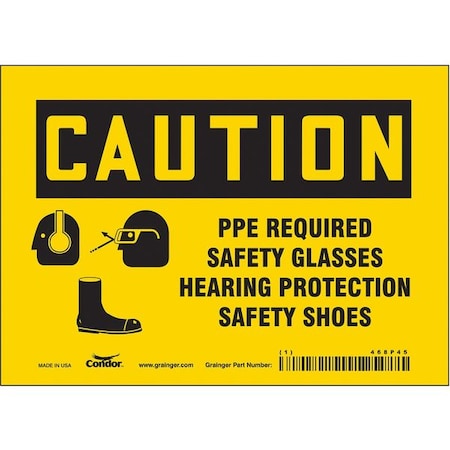 Condor Safety Sign, 5 in Height, 7 in Width, Vinyl, Horizontal Rectangle, English, 468P45 468P45
