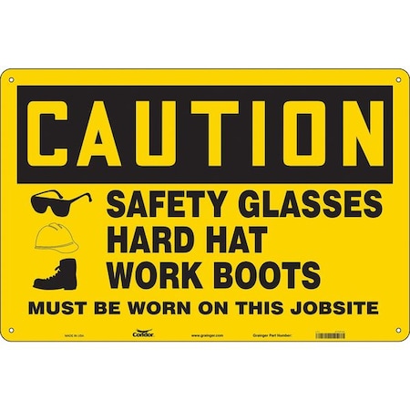 Condor Safety Sign, 24 in Height, 36 in Width, Polyethylene, Horizontal Rectangle, English 468P48