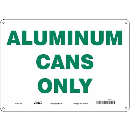 Condor Aluminum Cans Only, 14 in W x 10 in H, Horizontal Rectangle, Aluminum, 468T94 468T94