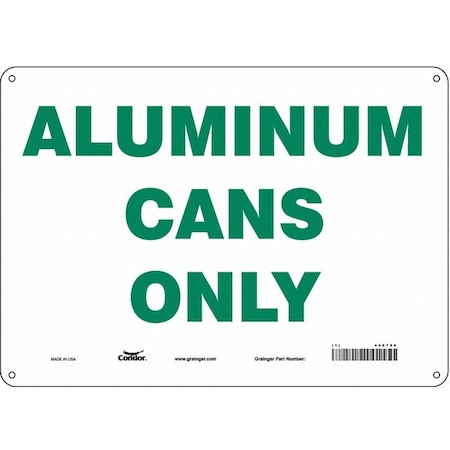 Condor Aluminum Cans Only, 14 in W x 10 in H, Horizontal Rectangle, Polyethylene, 468T96 468T96
