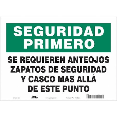 Condor Safety Sign, 10 in Height, 14 in Width, Vinyl, Horizontal Rectangle, Spanish 468T10