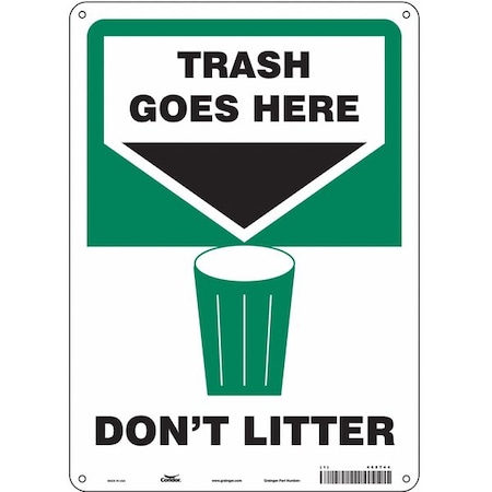 Condor Don't Litter, 10 in W x 14 in H, Vertical Rectangle, Aluminum, 468T44 468T44