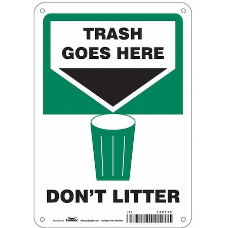 Condor Don't Litter, 7 in W x 10 in H, Horizontal Rectangle, Polyethylene, 468T45 468T45
