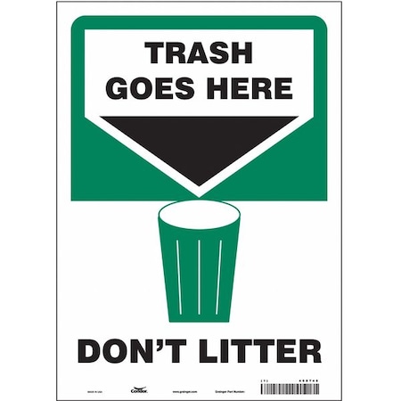 Condor Don't Litter, 10 in W x 14 in H, Vertical Rectangle, Vinyl, 468T48 468T48