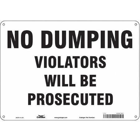 Condor No Dumping Violators Will Be Prosecuted, 14 in W x 10 in H, Horizontal Rectangle, Aluminum, 468T62 468T62