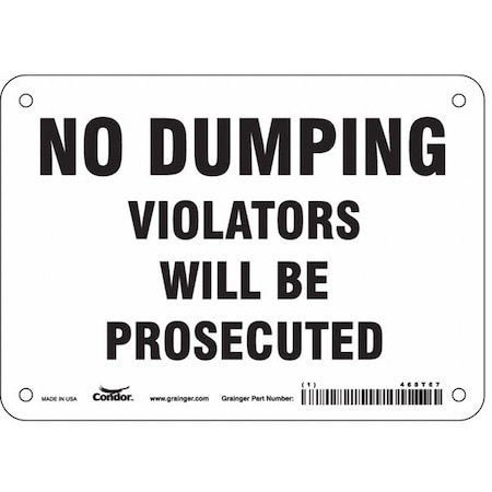 Condor No Dumping Violators Will Be Prosecuted, 7 in W x 5 in H, Horizontal Rectangle, Vinyl, 468T67 468T67