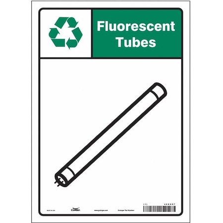 Condor Recycle Sign, Fluorescent Tubes, 10 in W x 14 in H, Vertical Rectangle, Vinyl, 468U97 468U97