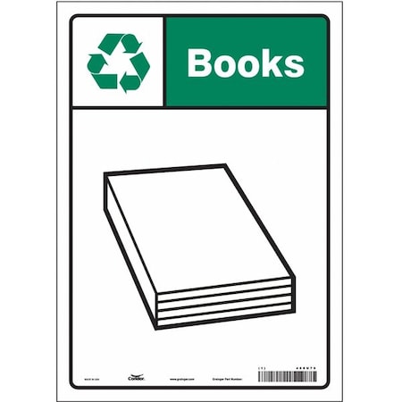 Condor Recycle Sign, Books, 10 in W x 14 in H, Vertical Rectangle ...