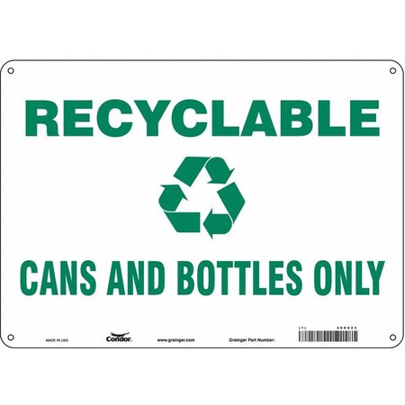 Condor Recyclable Cans And Bottles Only, 14 in W x 10 in H, Horizontal Rectangle, Polyethylene, 468U23 468U23