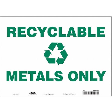 Condor Recyclable Metals Only, 14 in W x 10 in H, Horizontal Rectangle, Vinyl, 468U39 468U39