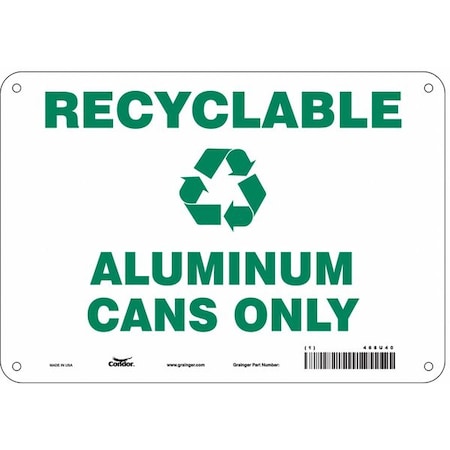 Condor Recyclable Aluminum Cans Only, 10 in W x 7 in H, Vertical Rectangle, Aluminum, 468U40 468U40