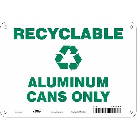 Condor Recyclable Aluminum Cans Only, 10 in W x 7 in H, Vertical Rectangle, Polyethylene, 468U43 468U43