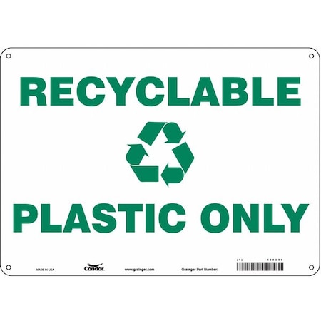 Condor Recyclable Plastic Only, 14 in W x 10 in H, Horizontal Rectangle, Aluminum, 468U56 468U56